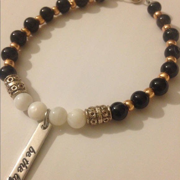 Woman's Black Bead Charm Bracelet - Picture 3 of 3